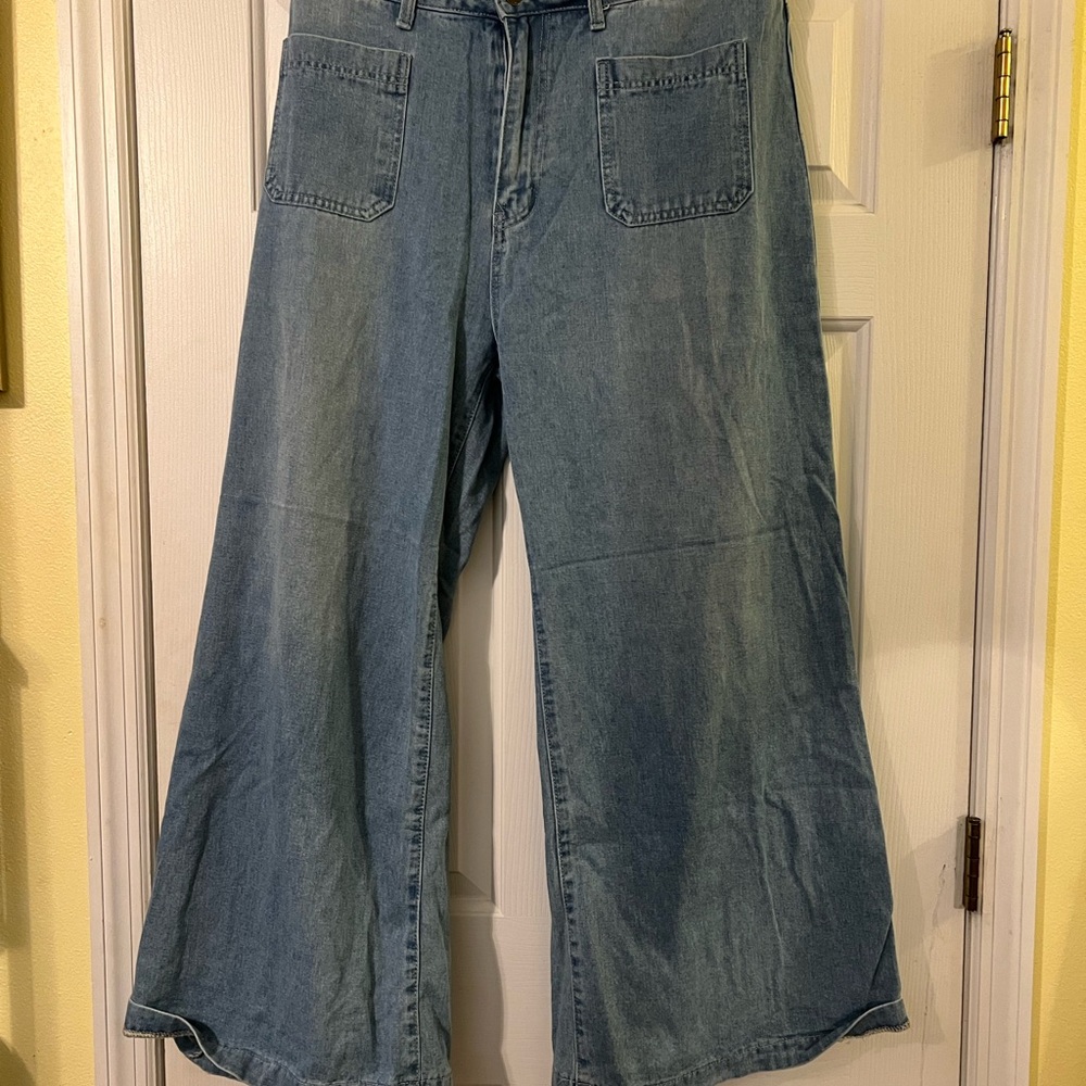 SHEIN Light Blue Denim Pants